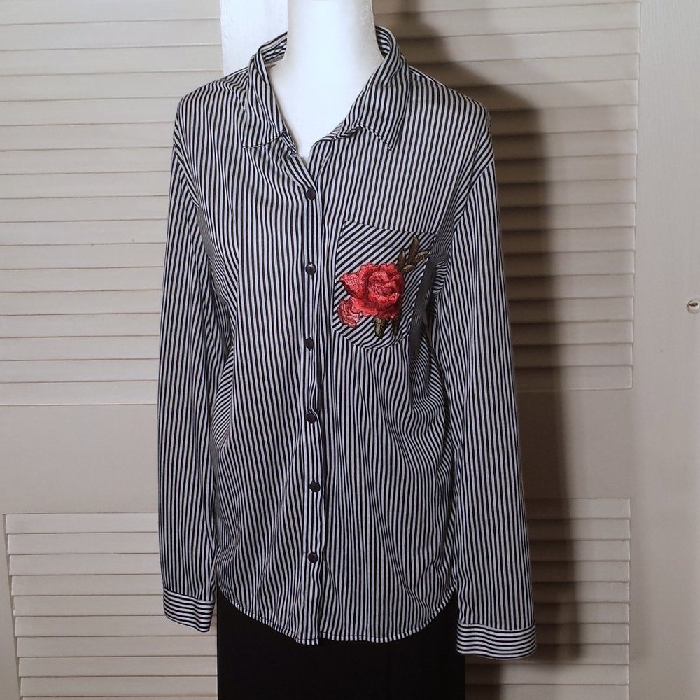 Blue & White Pinstripe Blouse